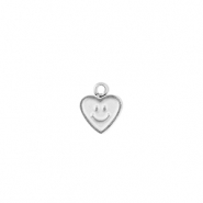 Anhänger aus Stainless Steel - Rostfreiem Heart with Smiley Silver