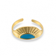 Stainless Steel - Rostfrei Stahl Ringe Fan Gold-blue