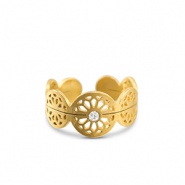 Stainless Steel - Rostfrei Stahl Ringe Flower Gold
