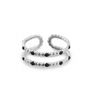 Stainless Steel - Rostfrei Stahl Ringe Dots Silver-black