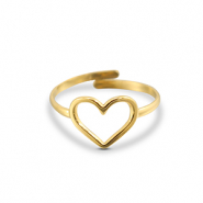 Stainless Steel - Rostfrei Stahl Ringe Heart Gold