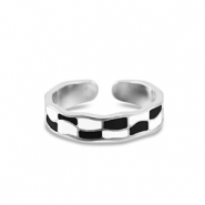 Stainless Steel - Rostfrei Stahl Ringe Chequered Silver
