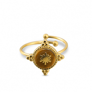 Stainless Steel - Rostfrei Stahl Ringe Snowflake Gold-brown