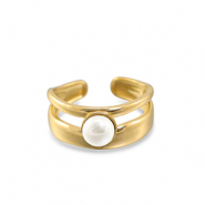 Stainless Steel - Rostfrei Stahl Ringe Pearl Gold-white