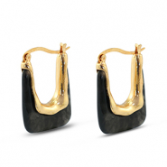 Musthave Resin Ohrringe Rectangle Gold-transparent black