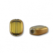 Glas Perlen Rectangle Yellow transparent-gold