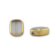 Glas Perlen Rectangle Grey transparent-gold