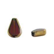 Glas Perlen Drop Red transparent-gold