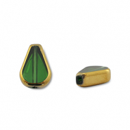 Glas Perlen Drop Green transparent-gold