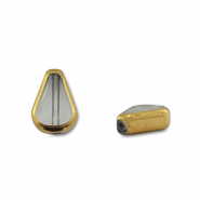 Glas Perlen Drop Grey transparent-gold