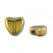 Glas Perlen Heart Yellow transparent-gold