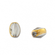 Glas Perlen Oval Grey transparent-gold