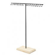 Schmuck Display T-Form f&uuml;r Kette mit Holz St&auml;nder Natural-black