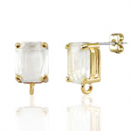 Ohrringe / Ohrstecker aus Glas mit &Ouml;se Rectangle Crystal-gold