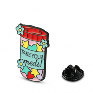 Anstecker "Take your meds" Red-blue-pink