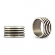 Schieber Metall DQ Ring with Ribs Antik silber (Nickelfrei)