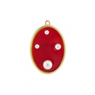 Anh&auml;nger aus Resin Oval with Pearls Gold-red-white