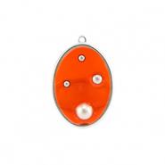 Anh&auml;nger aus Resin Oval with Pearls Silver-orange-white