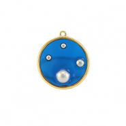 Anh&auml;nger aus Resin Round with Pearls Gold-blue-white