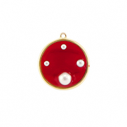 Anh&auml;nger aus Resin Round with Pearls Gold-red-white