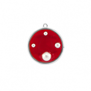 Anh&auml;nger aus Resin Round with Pearls Silver-red-white