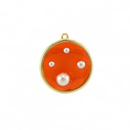 Anh&auml;nger aus Resin Round with Pearls Gold-orange-white