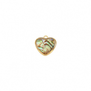 Anh&auml;nger aus Resin with Imitation Shell Heart Gold-ocean green