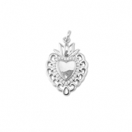 TQ Metall Brass Anh&auml;nger Heart with Lotus Silver
