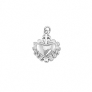 TQ Metall Brass Anh&auml;nger Heart with Cross Silver