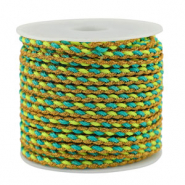 Trendy Kordel geflochten 3mm Turquoise-green-gold
