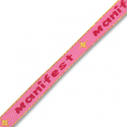 Schmucktextband "Manifest" Pink-red-gold