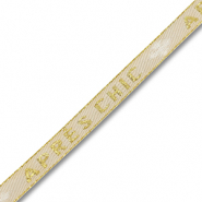 Schmucktextband "Apr&egrave;s chic" Sand beige-gold-white