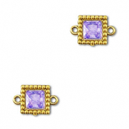 Zwischenst&uuml;cke aus Stainless Steel - Rostfreiem Stahl Zirkonia Square Gold-purple
