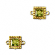 Zwischenst&uuml;cke aus Stainless Steel - Rostfreiem Stahl Zirkonia Square Gold-lime green