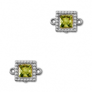 Zwischenst&uuml;cke aus Stainless Steel - Rostfreiem Stahl Zirkonia Square Silver-lime green