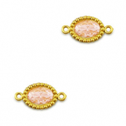 Zwischenst&uuml;cke aus Stainless Steel - Rostfreiem Stahl Zirkonia Oval Gold-light orange