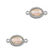 Zwischenst&uuml;cke aus Stainless Steel - Rostfreiem Stahl Zirkonia Oval Silver-light orange