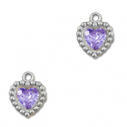 Anh&auml;nger aus Stainless Steel - Rostfreiem Stahl Zirkonia Heart Silver-purple