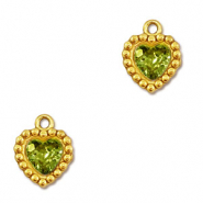 Anh&auml;nger aus Stainless Steel - Rostfreiem Stahl Zirkonia Heart Gold-lime green