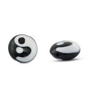 Handbemalt Glasperlen Yin & Yang Black-white