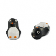 Handbemalt Glasperlen Penguin Black-white