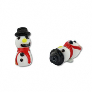 Handbemalt Glasperlen Snowman White-black-red