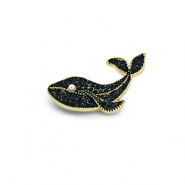 Broschen Whale with Pearl Gold-dark blue-white