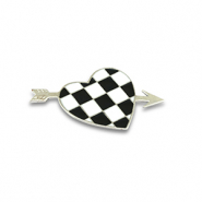 Broschen Heart with Arrow Silver-black-white
