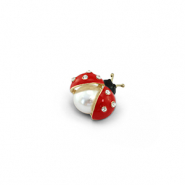 Broschen Ladybug with Pearl Red-white-black