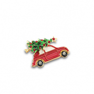 Broschen Car with Christmas tree Gold-red-green
