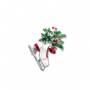 Broschen Skate with Christmas greenery Silver-white-green
