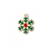 Anh&auml;nger Metall Zirkonia Snowflake Gold-gr&uuml;n-rot