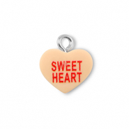 Anh&auml;nger aus Resin Heart "SWEET HEART" Light orange-red