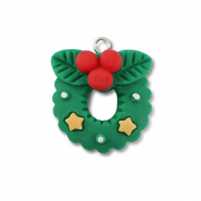 Anh&auml;nger aus Resin Christmas wreath Green-red-yellow